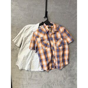 Red Dirt Rafter C Mens L Plaid Western Short Sleeve Snap Shirt NWT Lot of 2